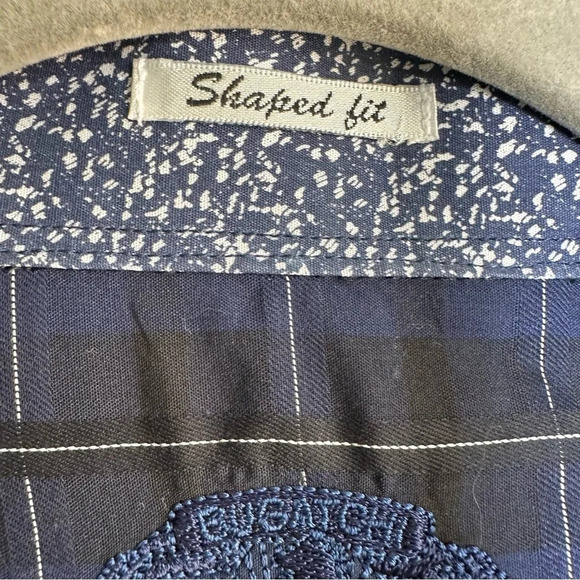 Bugatchi Mens Dress Shirts Black and Blue Plaid Contrast Cuff Print Size XL - Picture 6 of 12